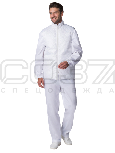 Жилет утеплённый ХАССП цв.белый тк.дюспо